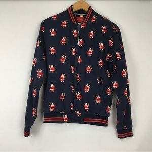 Denim & Flower Christmas Santa Bomber Jacket